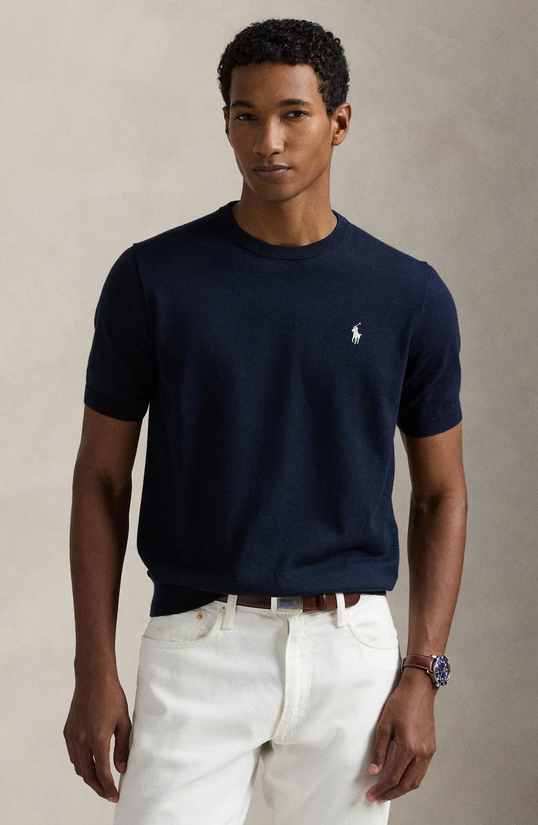 Polo Ralph Lauren Crewneck Cotton Short Sleeve Sweater, Alternate, color, 