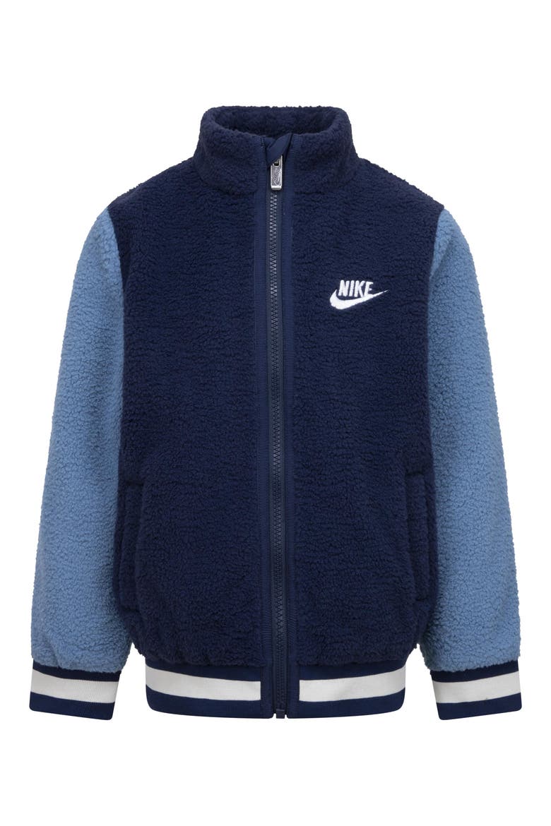 Kids' Faux Shearling Bomber Jacket, Alternate, color, MIDNIGHT NAVY