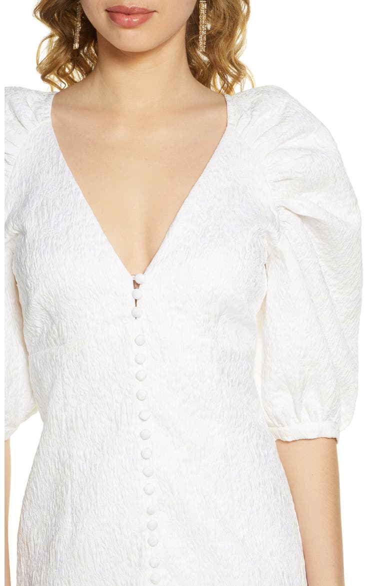 Marnie Puff Sleeve Cloqué Mindress, Alternate, color, IVORY