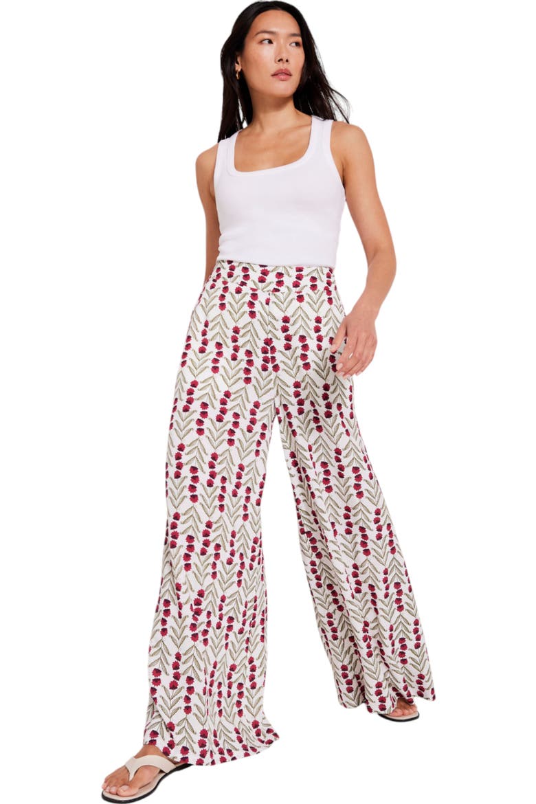 Print Wide Leg Trouser, Alternate, color, Neutral