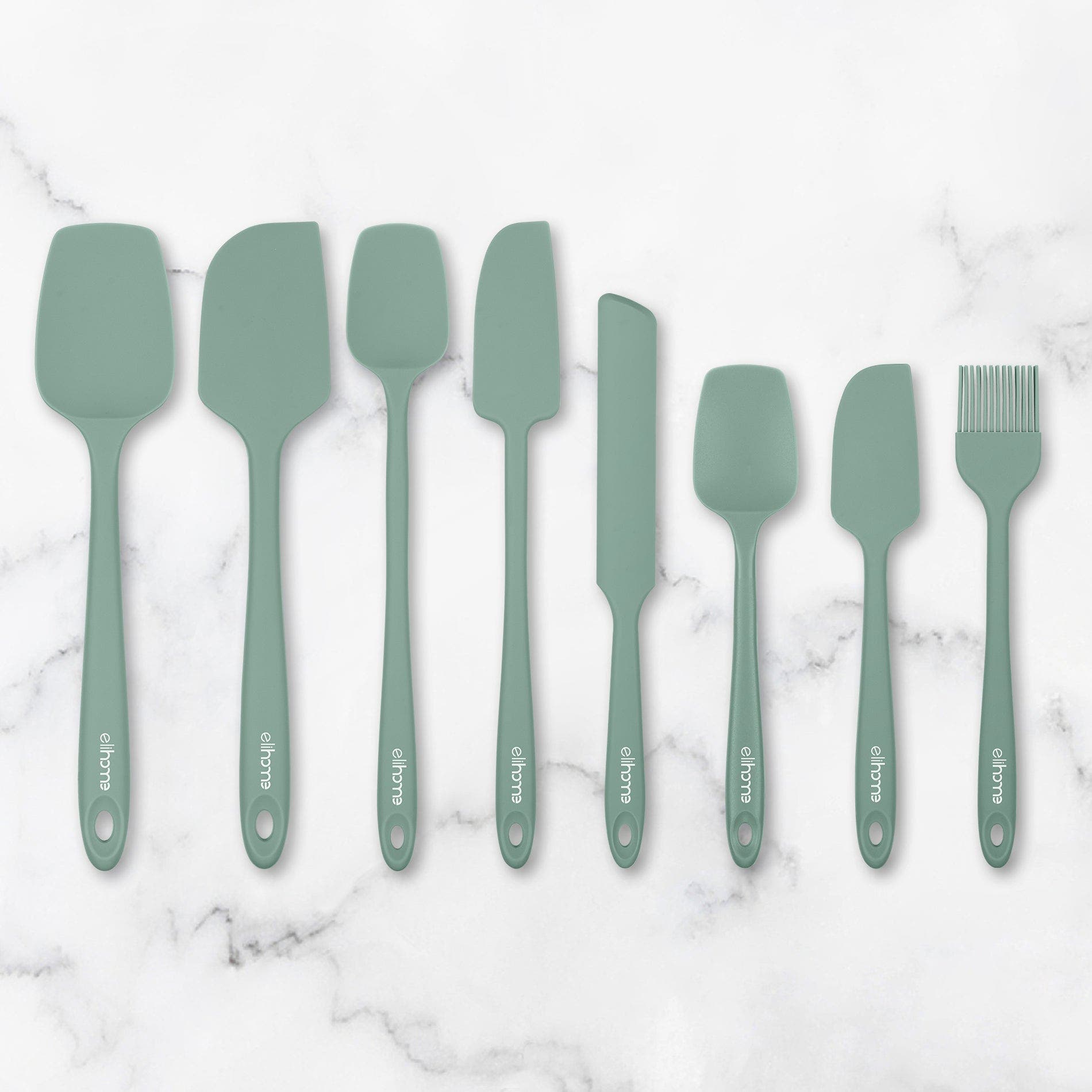 Eli Home 8 Piece Silicone Spatula Set in Sage Green 