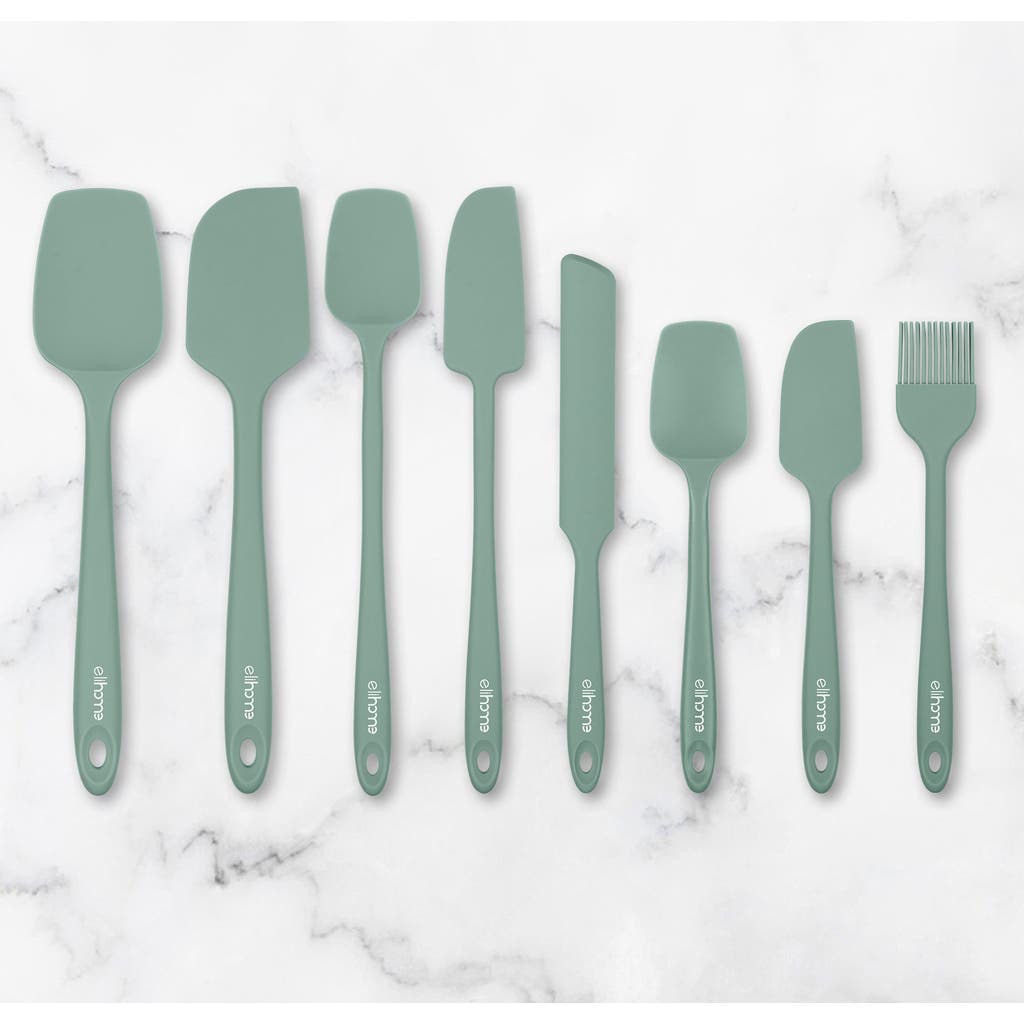 Eli Home 8 Piece Silicone Spatula Set In Green