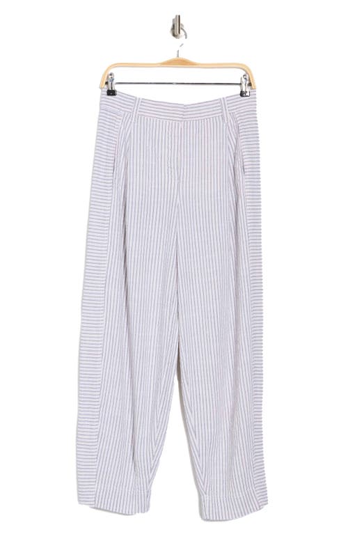 Democracy Stripe Ankle Barrel Leg Pants In Gray