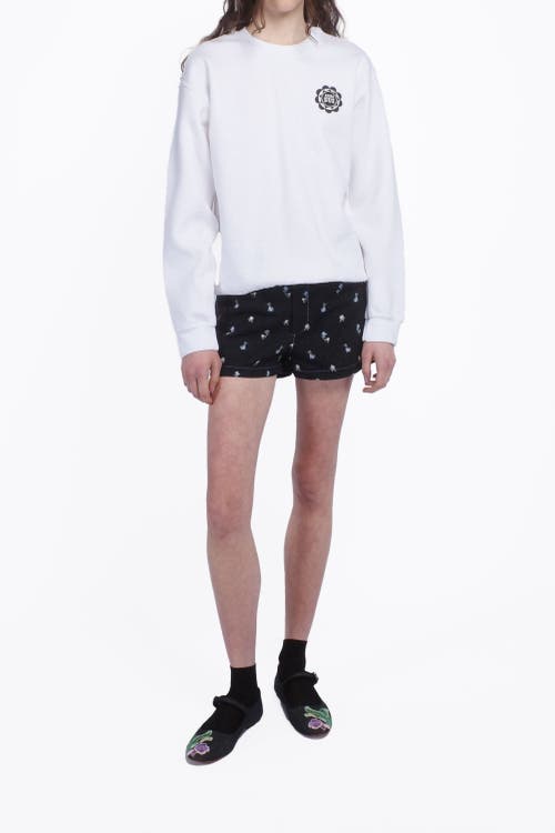 Shop Anna Sui Wings Crew Neck Sweatshirt In White