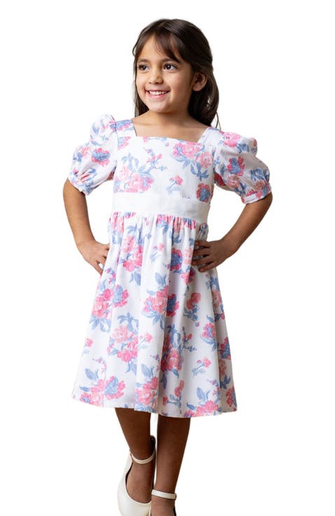 Girls' Organic Puff Sleeve Party Dress, Kids