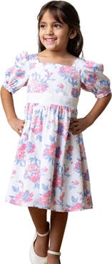 Hope & Henry Girls' Organic Puff Sleeve Party Dress, Kids