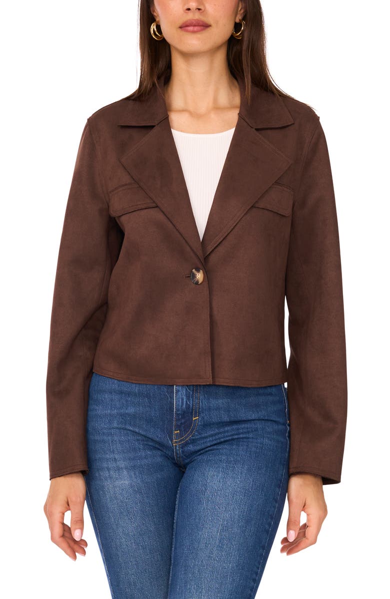 Vince Camuto One-Button Faux Suede Jacket, Alternate, color, 