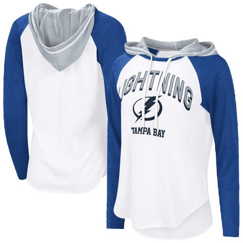 Women
s G-III 4Her by Carl Banks  White Tampa Bay Lightning VIP Raglan Long Sleeve Hoodie T-Shirt