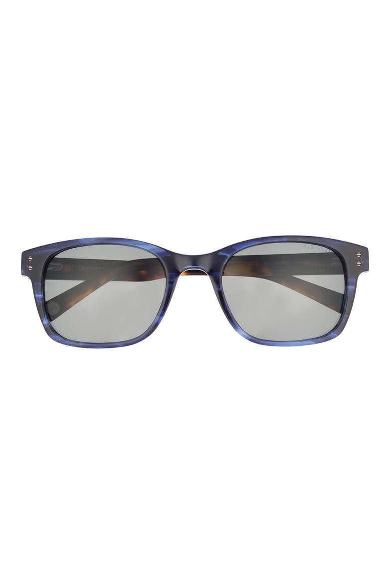 56mm Polarized Rectangular Sunglasses, Main, color, BLUE