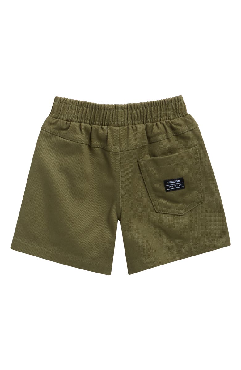 Volcom Stripe Short Sleeve Knit Button-Up Shirt & Shorts Set, Alternate, color, Olive