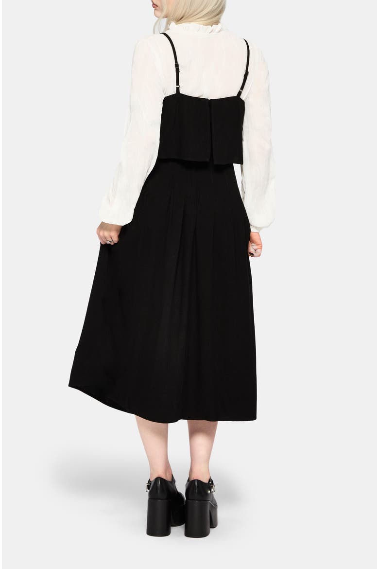 Genevra Embroidered Overlay Midi Dress, Alternate, color, Black