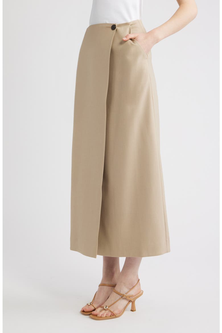 Wrap Midi Skirt, Alternate, color, BEIGE HUMUS