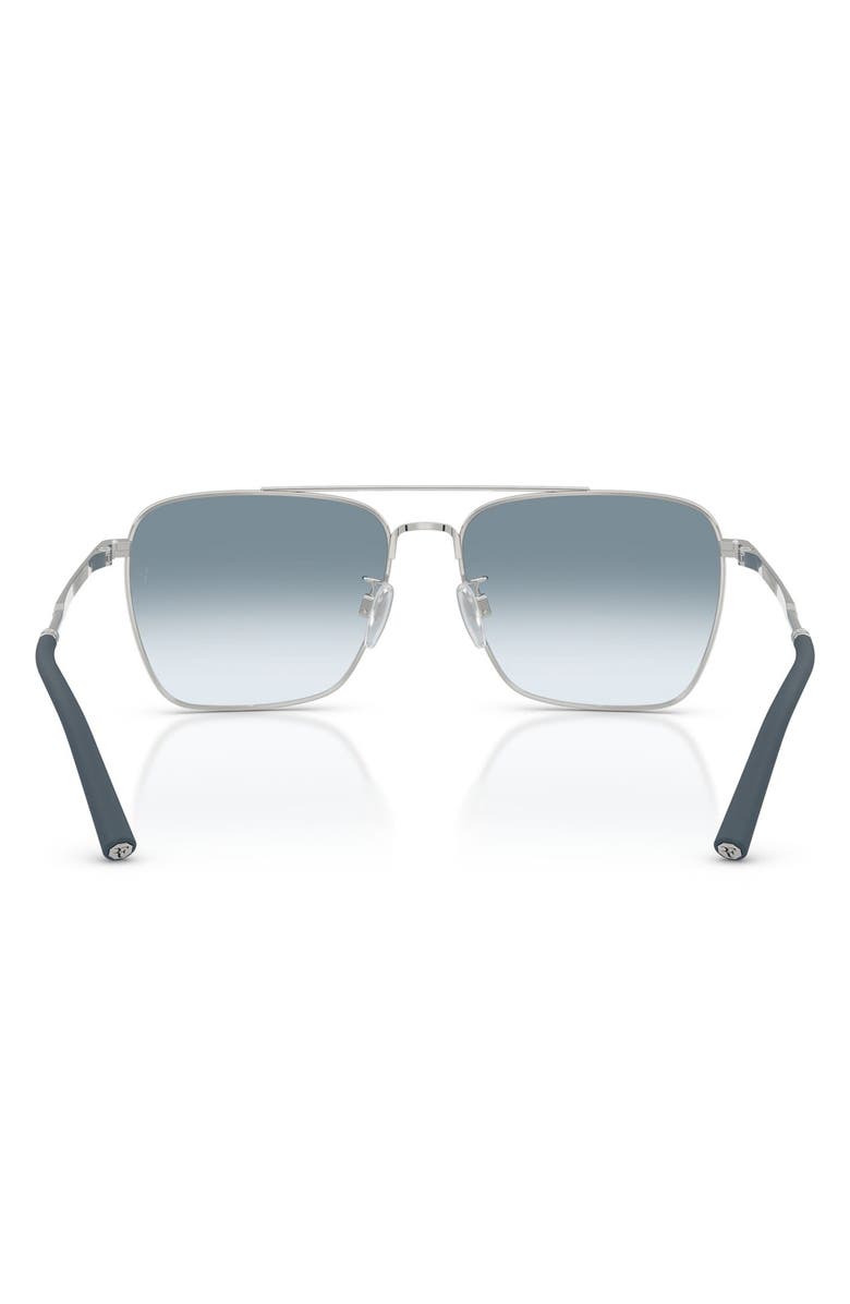 Oliver Peoples x Roger Federer R-15 56mm Polarized Square Sunglasses, Alternate, color, Brushed Silver / Sky Gradient