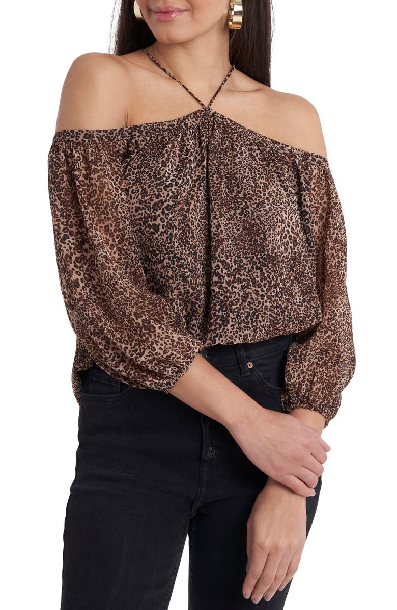 1.STATE Leopard Print Halter Neck Blouse, Main, color,