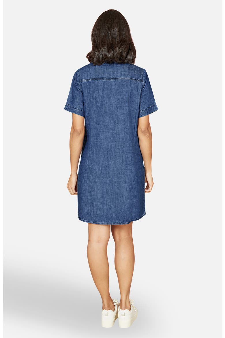 Cotton Chambray Zip Neckline Dress, Alternate, color, Blue