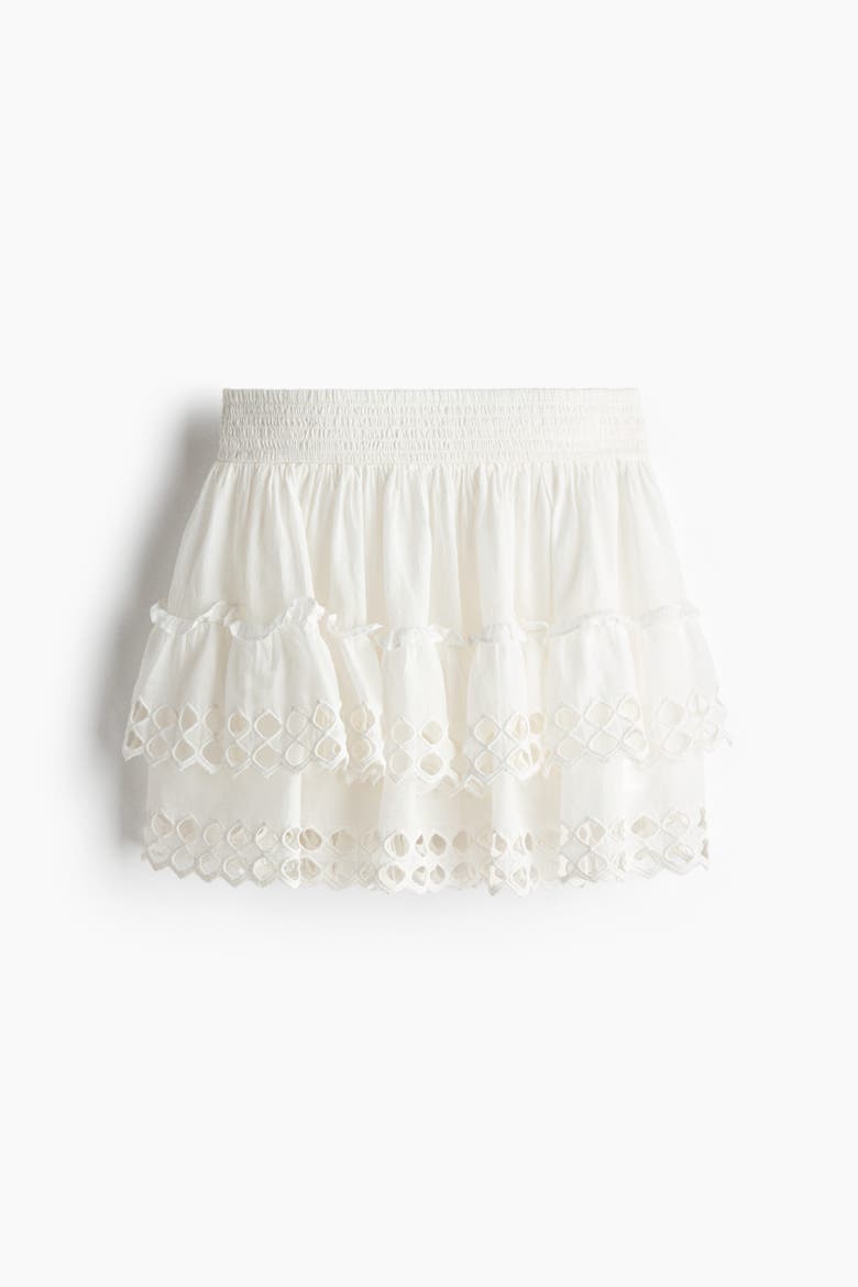 Tiered Eyelet Embroidery Skirt, Alternate, color, Cream