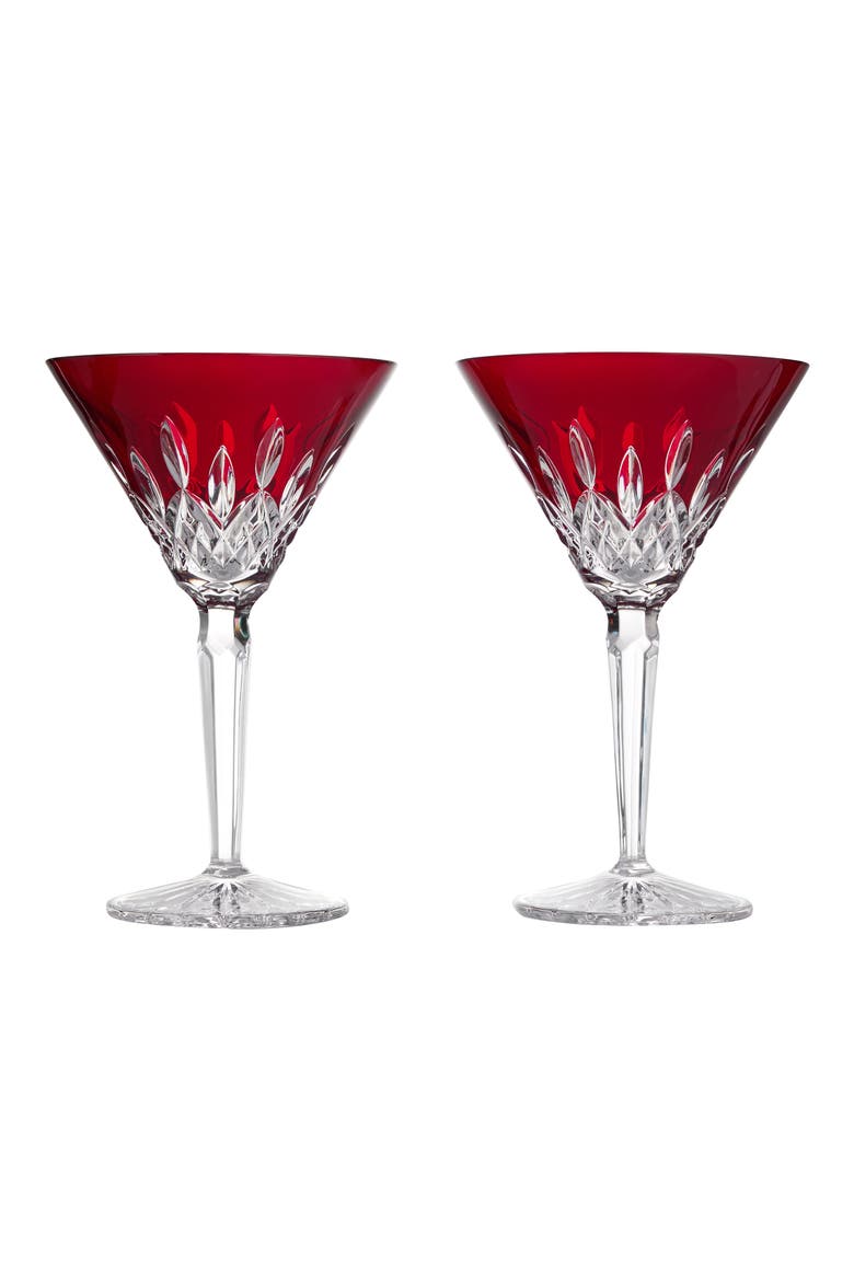 Lismore Red Set of 2 Crystal Martini Glasses, Main, color, RED