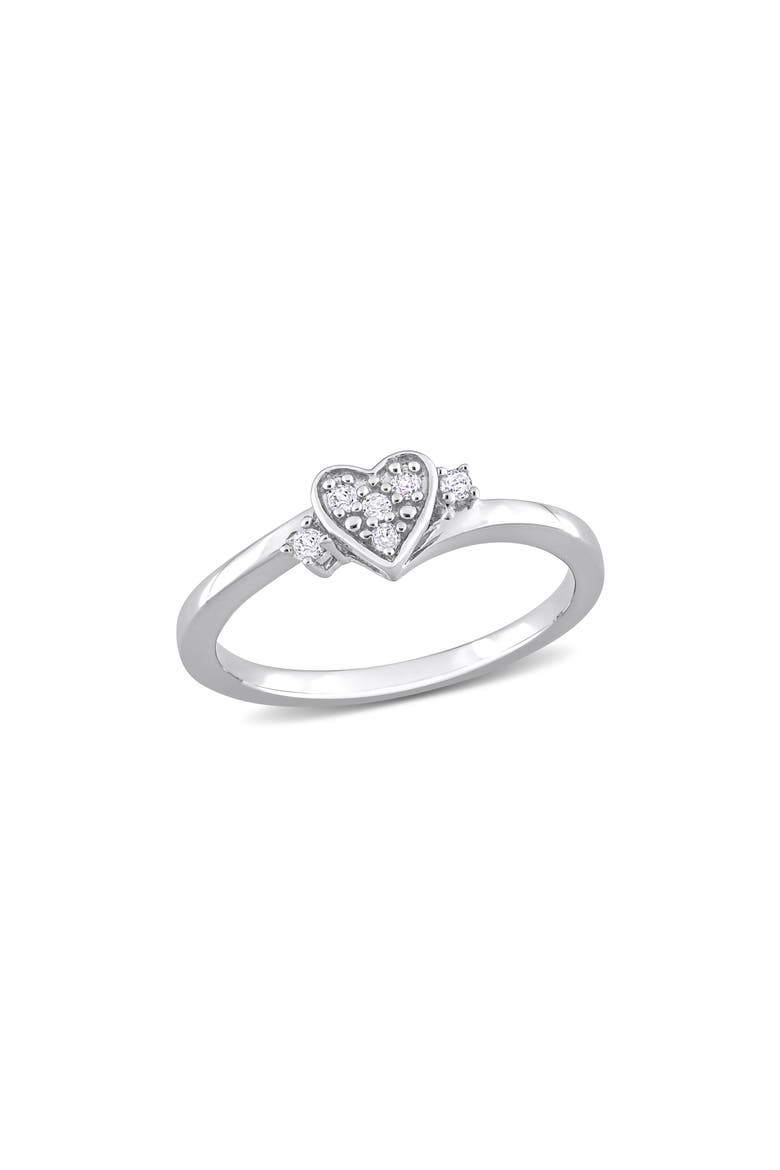 Sterling Silver Pavé Diamond Heart Ring - 0.10ct., Main, color, SILVER