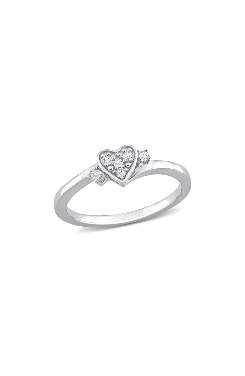 DELMAR Sterling Silver Pavé Diamond Heart Ring - 0.10ct., Main, color, Silver