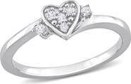 DELMAR Sterling Silver Pavé Diamond Heart Ring - 0.10ct.