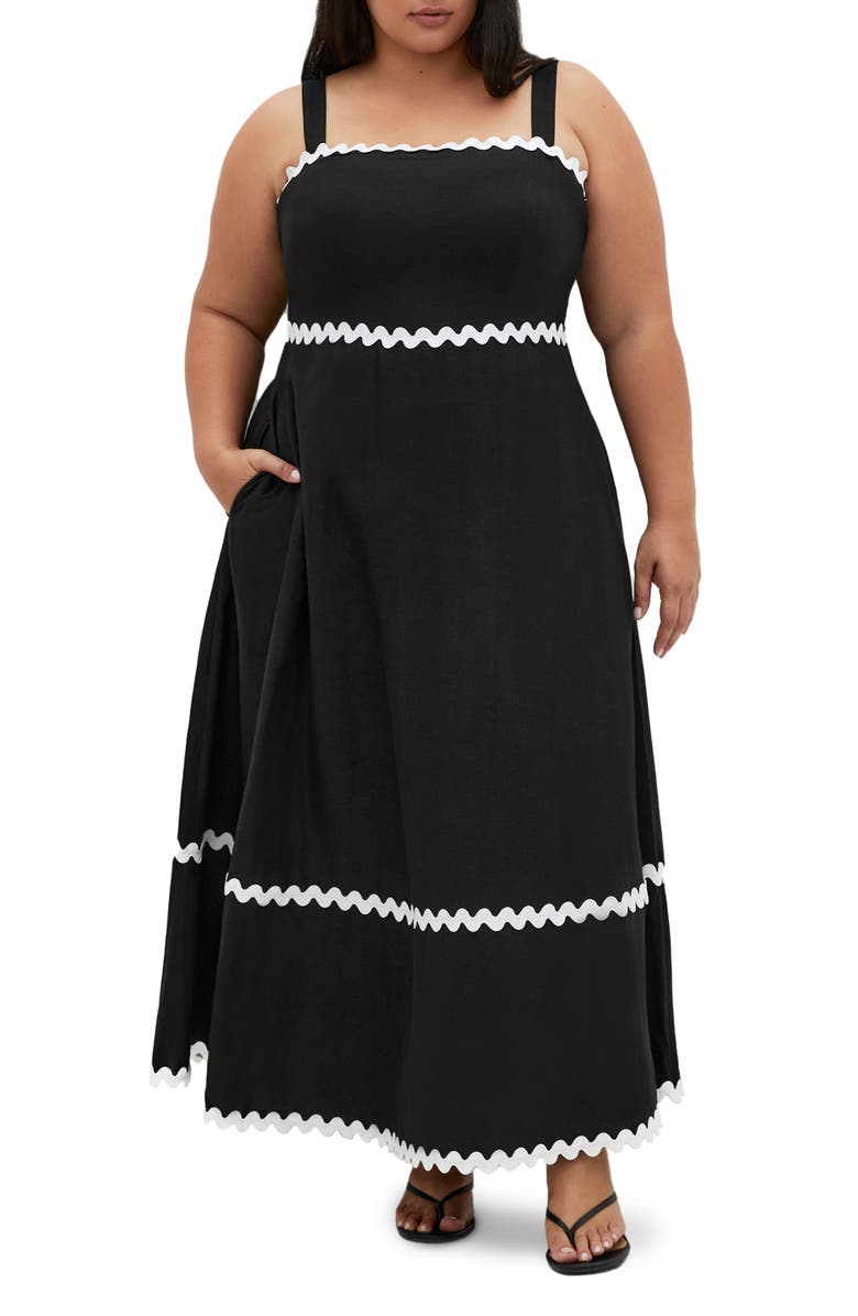 City Chic Shani Sleeveless Maxi Dress, Main, color, Black/ White