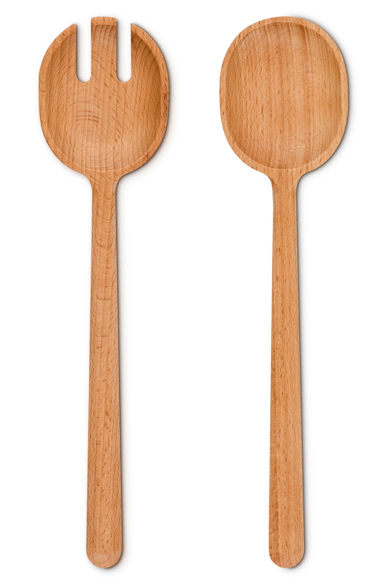 2-Piece Signature Wood Salad Set, Main, color, BROWN