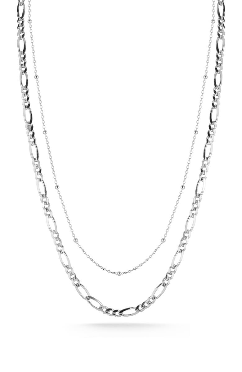 GLAZE JEWELRY Sterling Silver Double Layer Necklace, Main, color, Silver