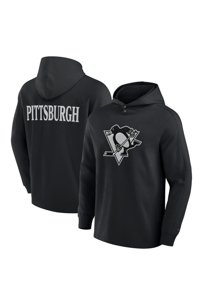 Men's Fanatics Black Pittsburgh Penguins Elements Blaze Tri-Blend Long Sleeve Hoodie T-Shirt, Main, color, Black