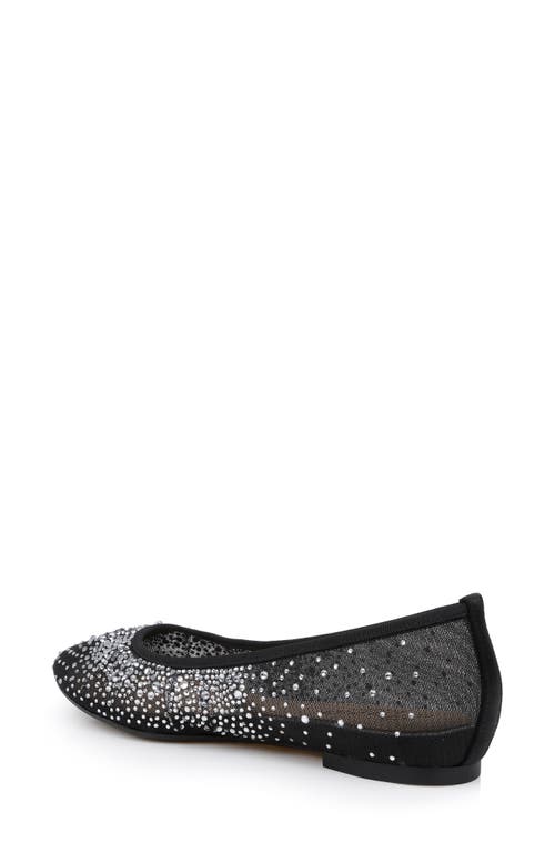 Jewel Badgley Mischka Nuala Embellished Flat In Black Mesh