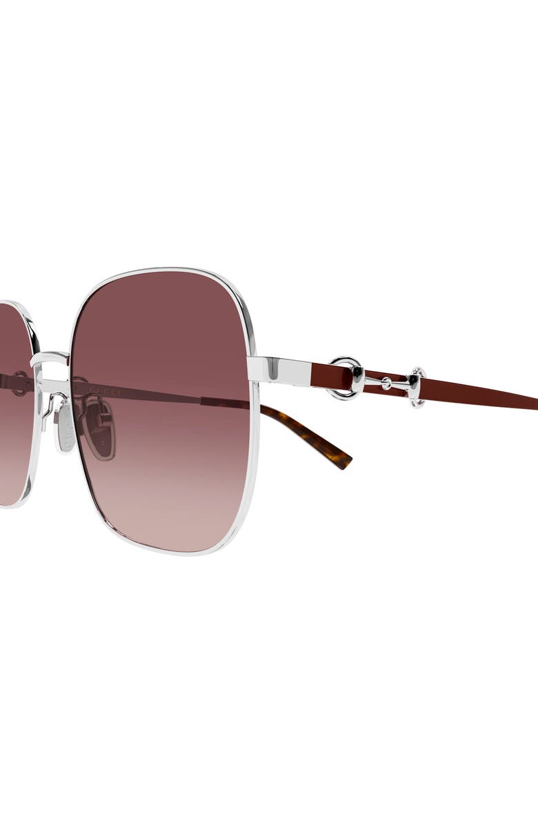 Gucci 58mm Gradient Rectangular Sunglasses, Alternate, color, Silver
