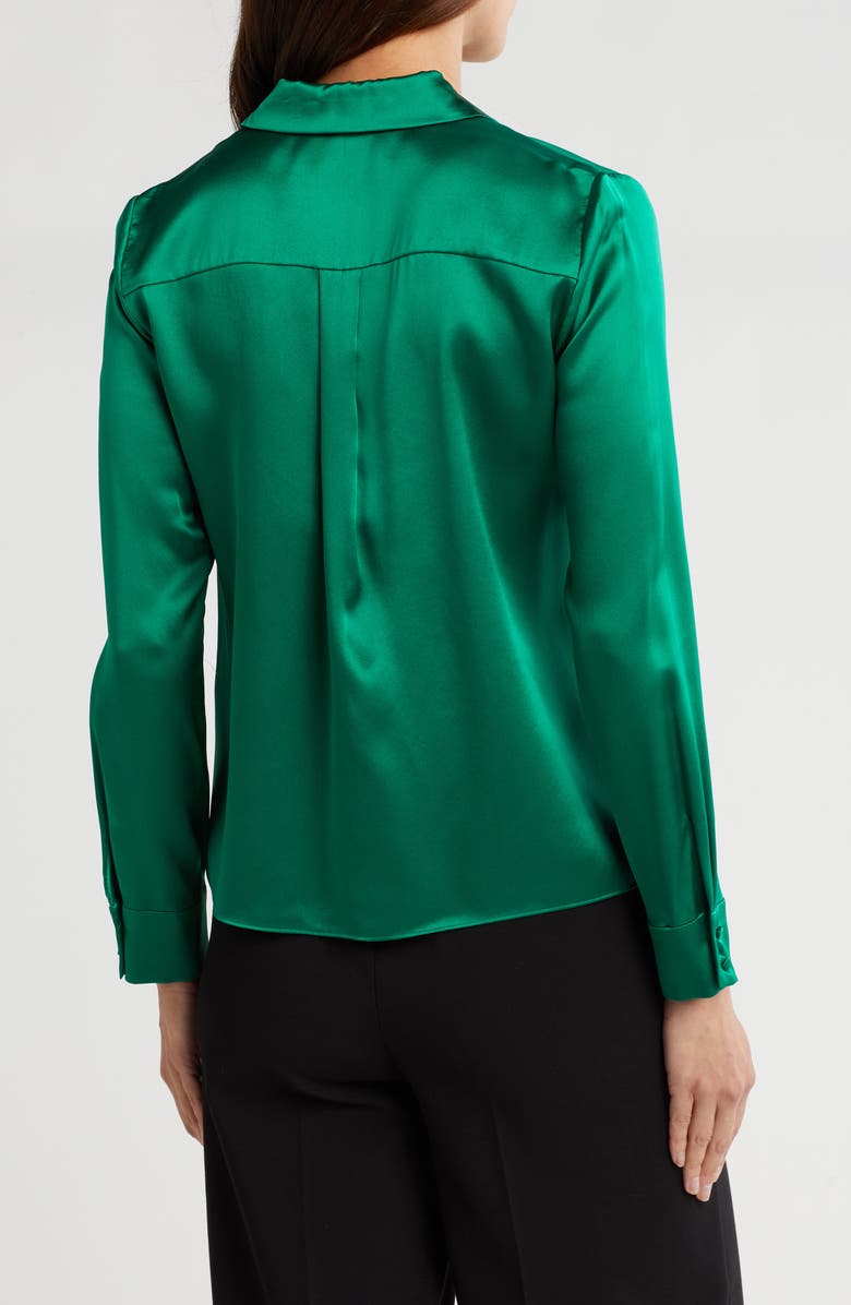 Alice + Olivia Willa Long Sleeve Silk Button-Up Shirt, Alternate, color, 