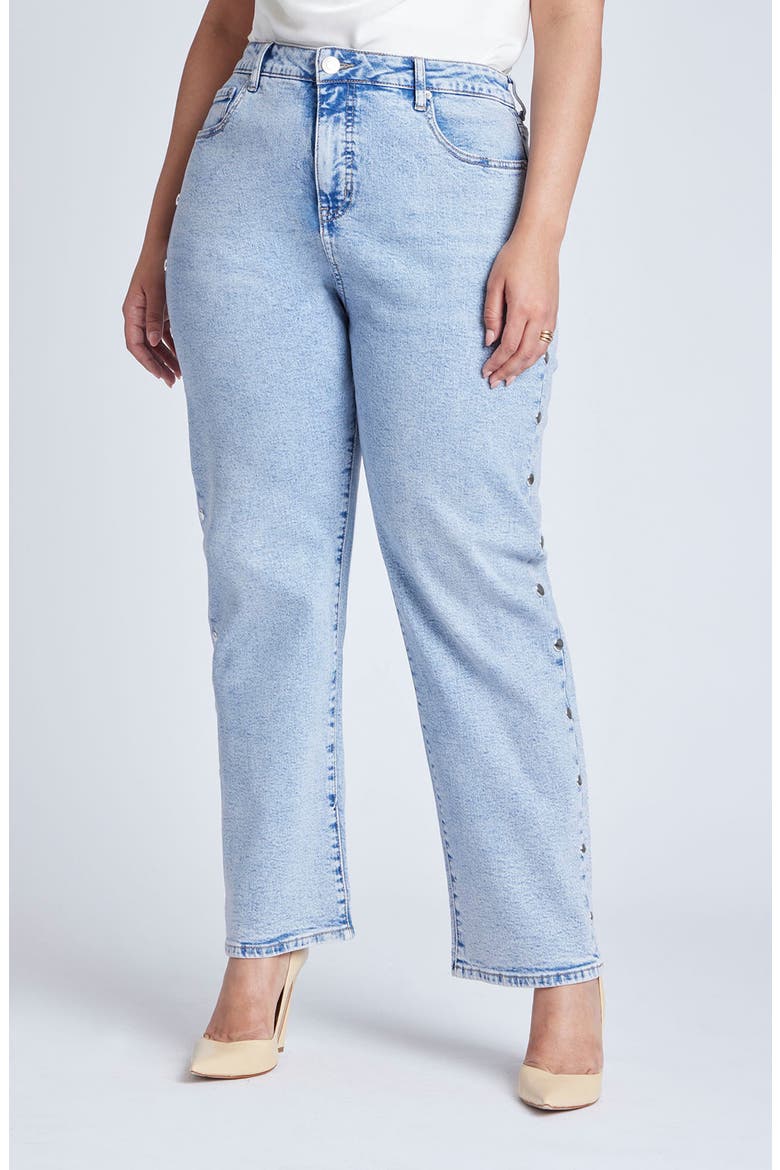 Straight Leg Jean With Studs, Main, color, LIGHT WASH