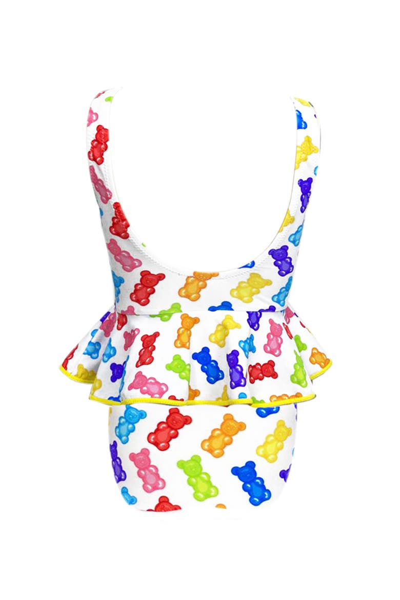 Jellybean Print  Ruffle Waist One-Piece Swimsuit, Toddler-Little Kid-Big Kid, Alternate, color, Multicolor