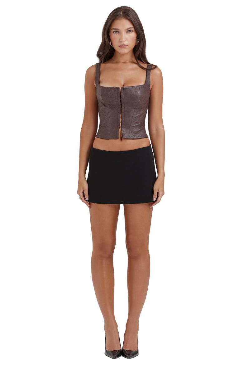 Faux Leather Crop Corset Tank, Alternate, color, BROWN LEATHER