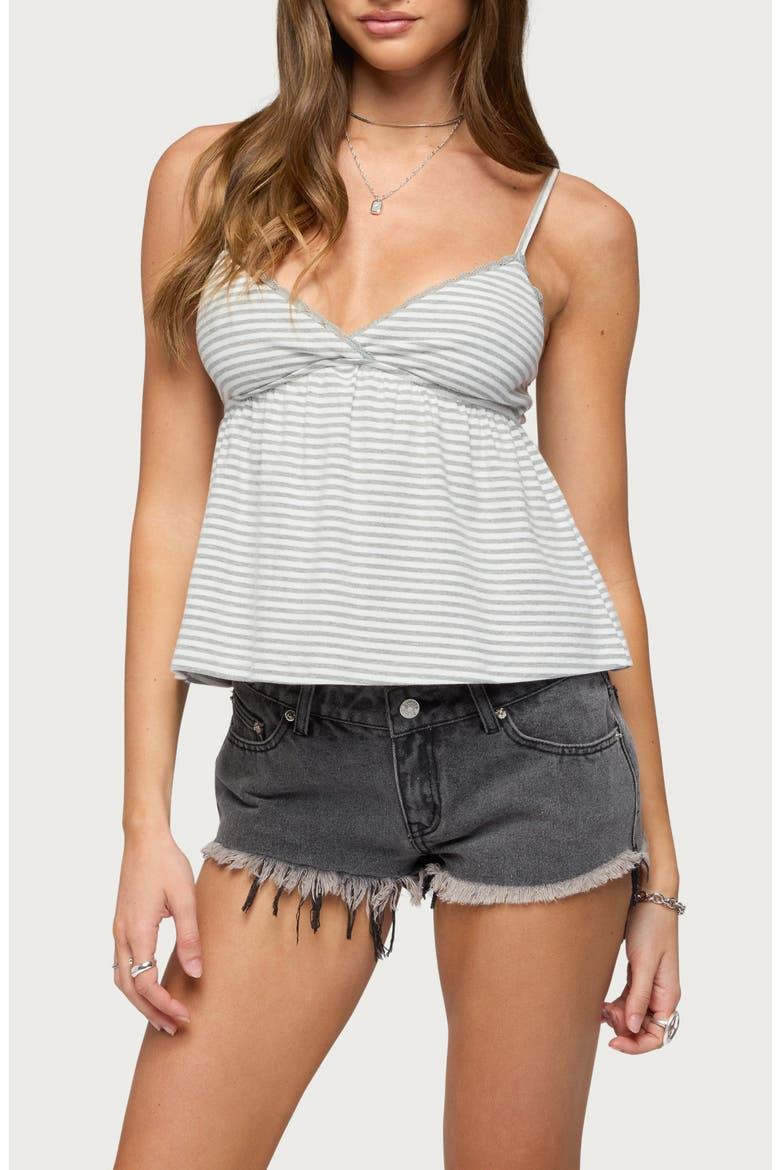Orietta Stripe Babydoll Camisole, Main, color, GRAY-MELANGE