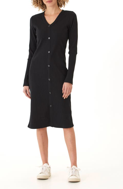 Micah Long Sleeve Stretch Organic Cotton Rib Dress