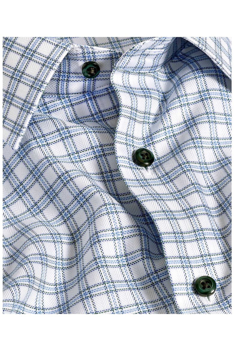 Trim Fit Check Cotton Herringbone Dress Shirt, Alternate, color, BLUE/ GREEN