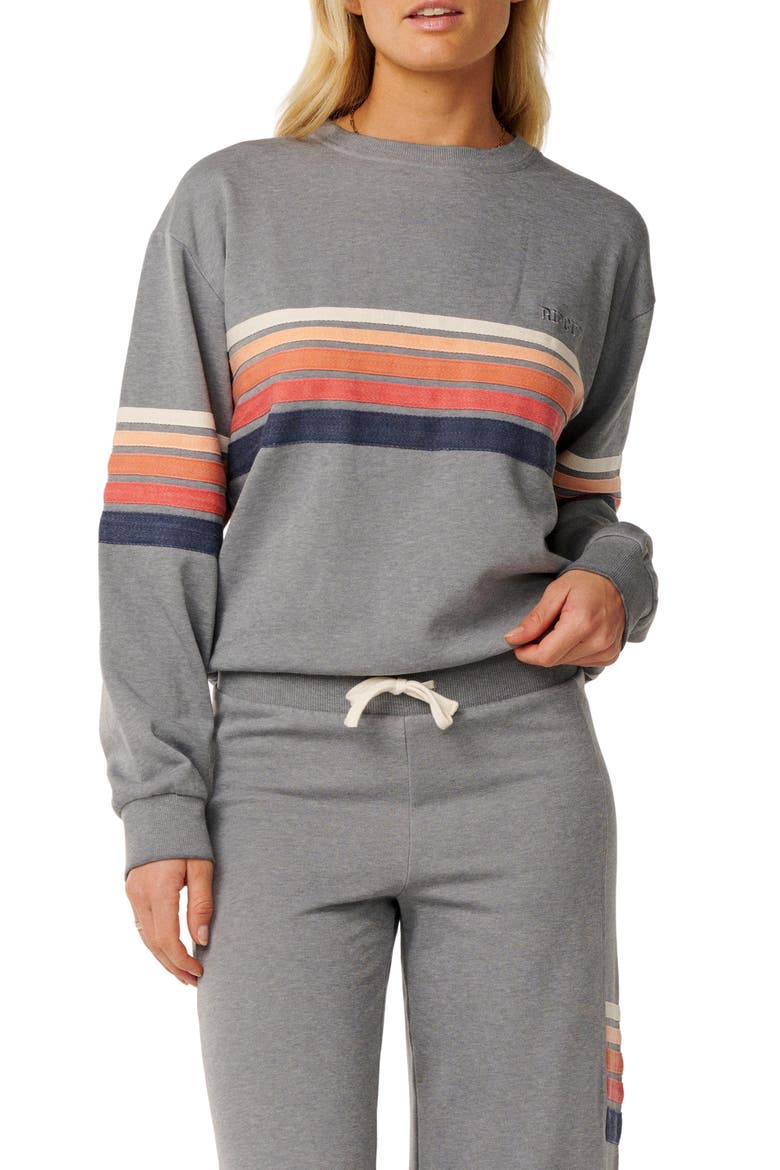 Surf Revival Relaxed Striped Sweatshirt, Main, color, CHARCOAL MARLE