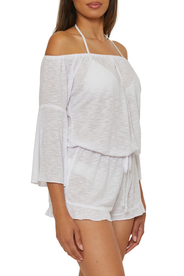 Breezy Basics Off the Shoulder Cover-Up Romper, Alternate, color, WHITE