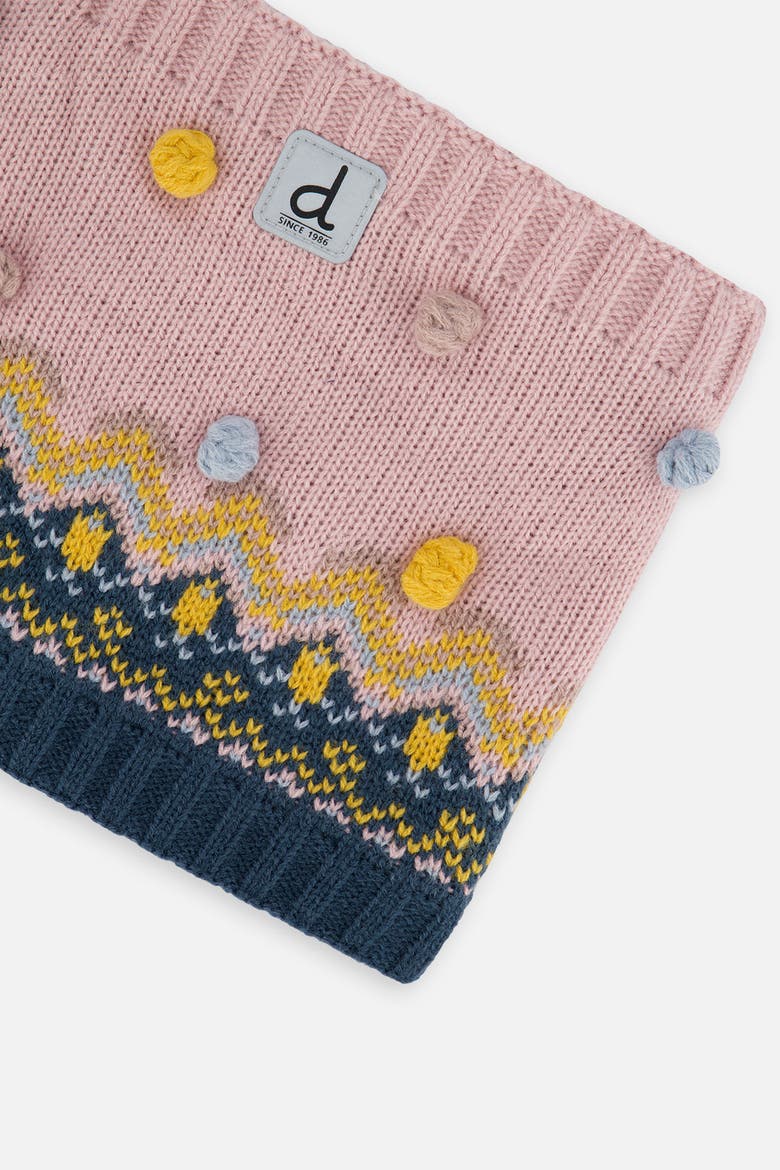 Jacquard Fleece-Lined Tubular Knit Neckwarmer, Alternate, color, Pink and Blue Jacquard