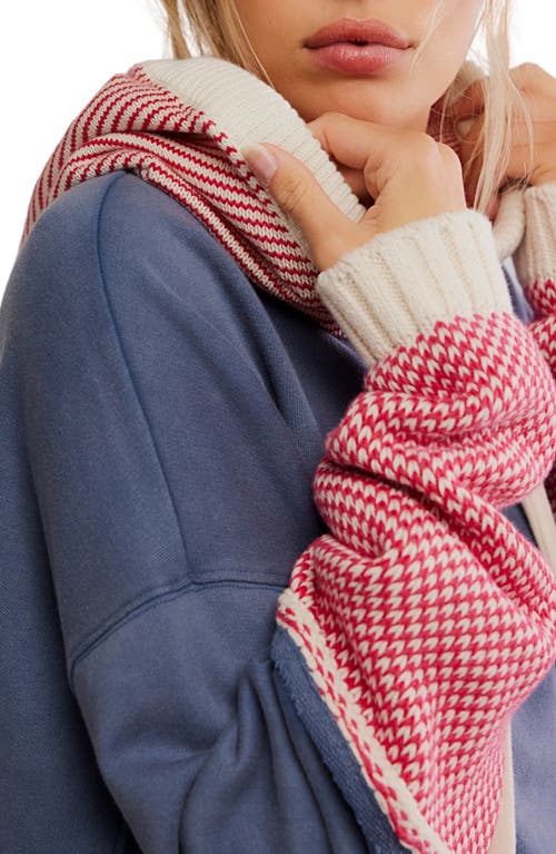 Free People Snug Bonnet Mixed Media Cotton Hoodie In Blue