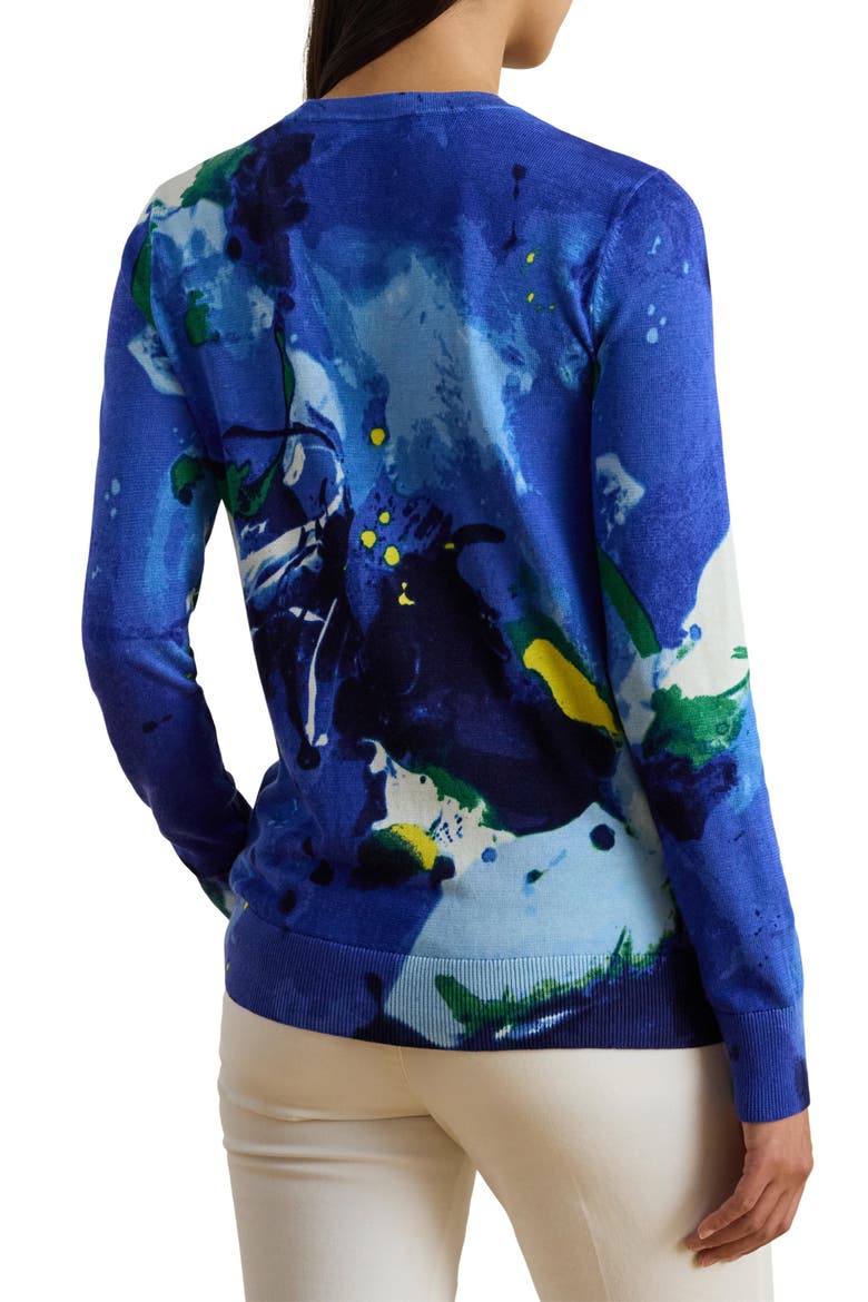 Print Crewneck Sweater, Alternate, color, BLUE/ MULTI