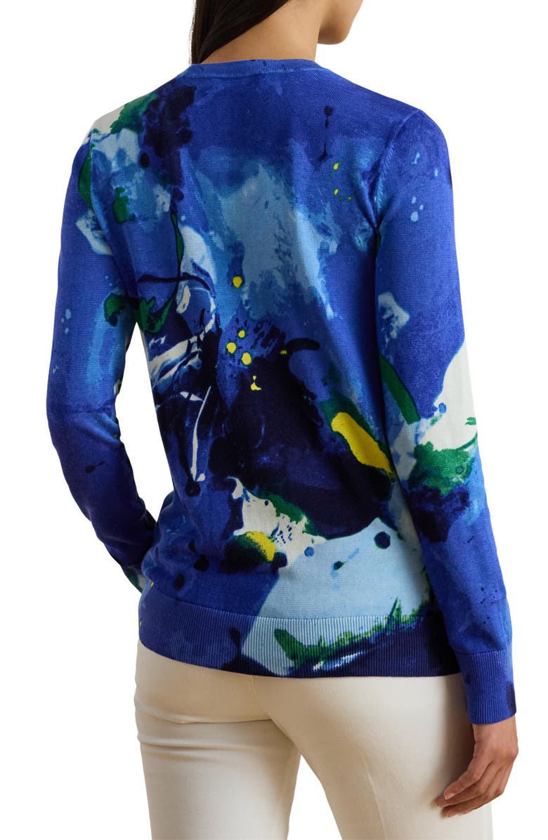 Lauren Ralph Lauren Print Crewneck Sweater, Alternate, color, Blue/ Multi