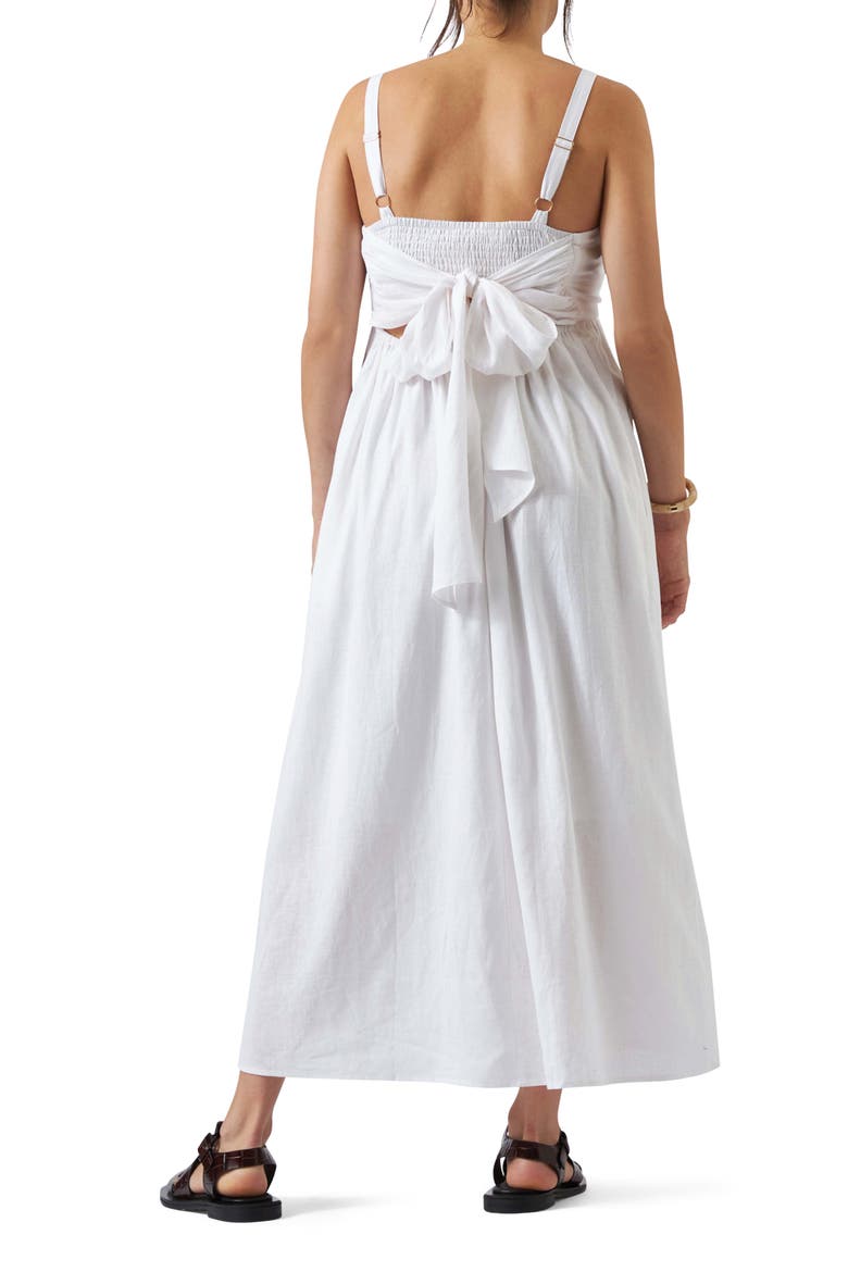 Simone Tie Back Linen Dress, Alternate, color, WHITE