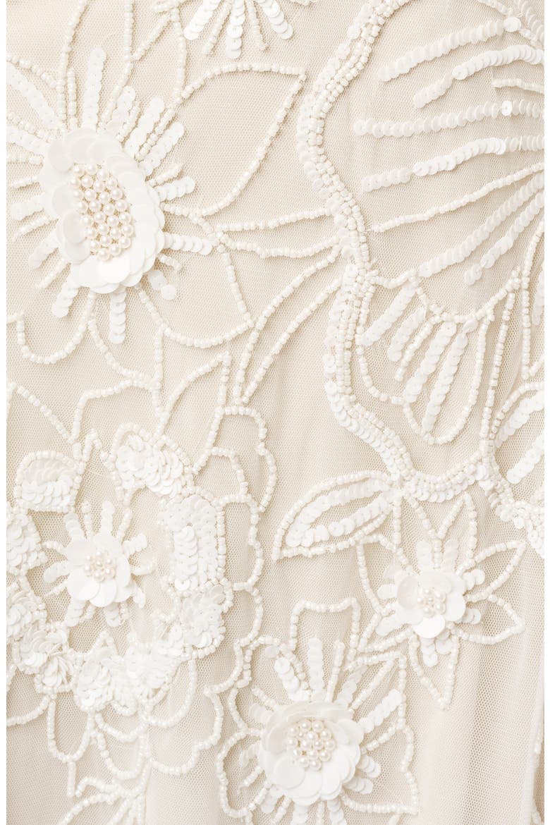 Beaded Mesh Sleeveless Gown, Alternate, color, IVORY/ PEARL
