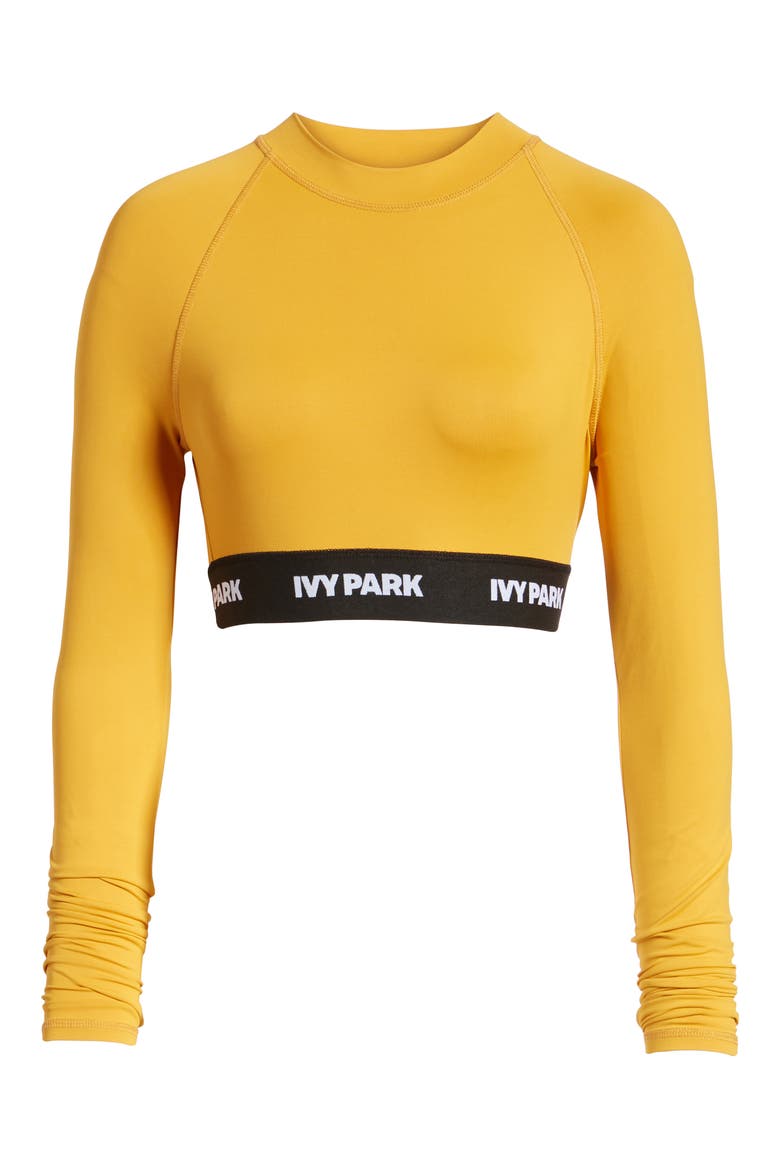 Logo Tape Crop Top, Alternate, color, GOLDEN ORANGE