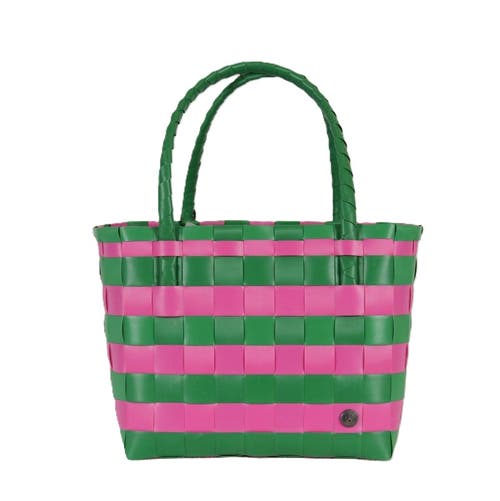 Handed By Paris Brights Recycled Tote Bag In Just Green/pink