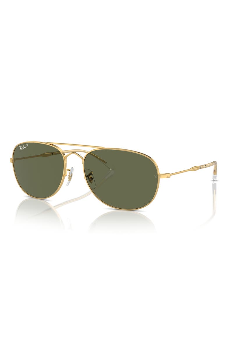 Ray-Ban Bain Bridge 60mm Polarized Pillow Aviator Sunglasses, Alternate, color, Gold Flash
