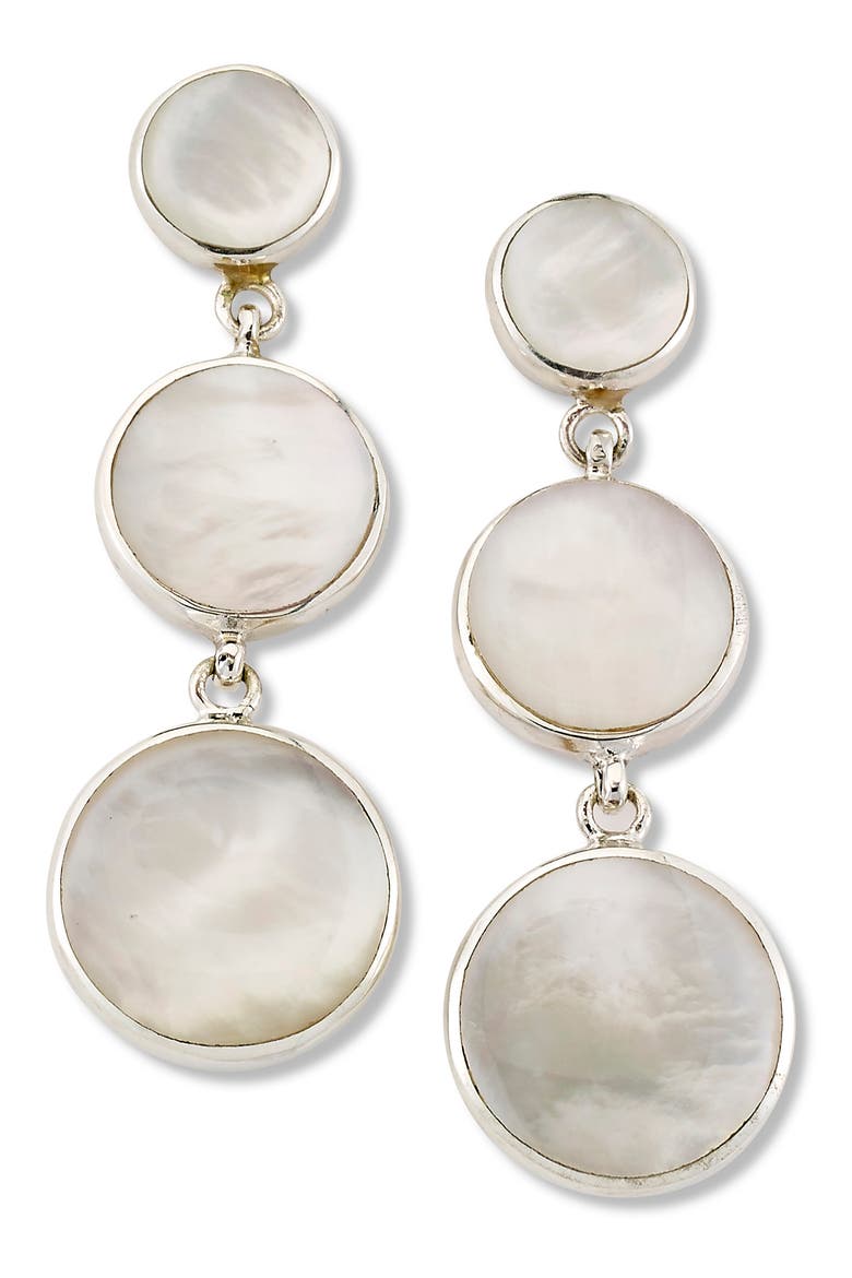 Sterling Silver Mother of Pearl Drop Earrings, Main, color, WHITE