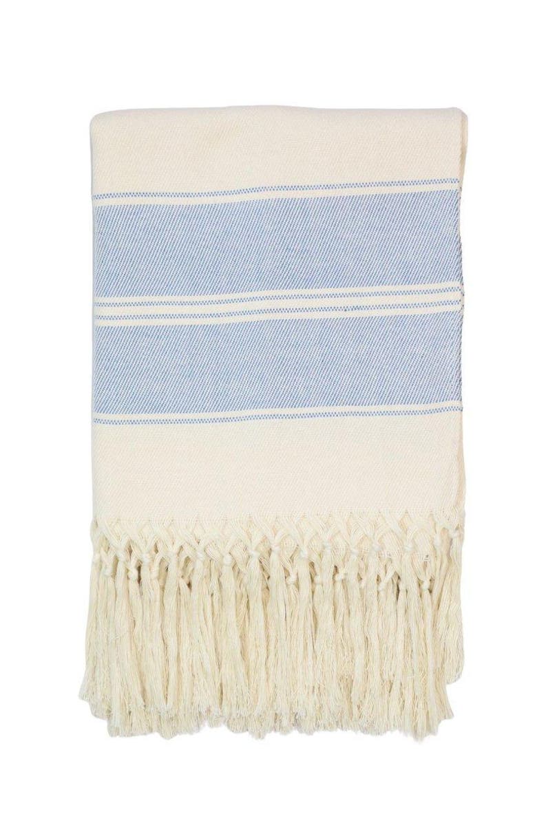 Passion Lilie Throw Blanket in Stripes, Main, color, Blue